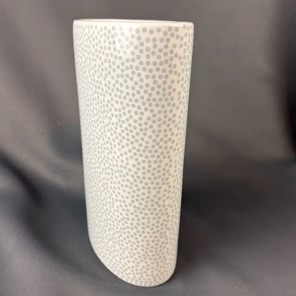 Happy Everything Coton Colors Laura Johnson Gray Polka Dot Oval Vase 10